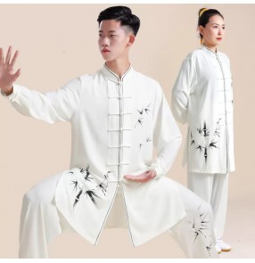 chinese kung fu uniforms Tai Chi clothing for woman and men Chinese style hand-painted bamboo martial arts wushu competition performance clothes set for unisex